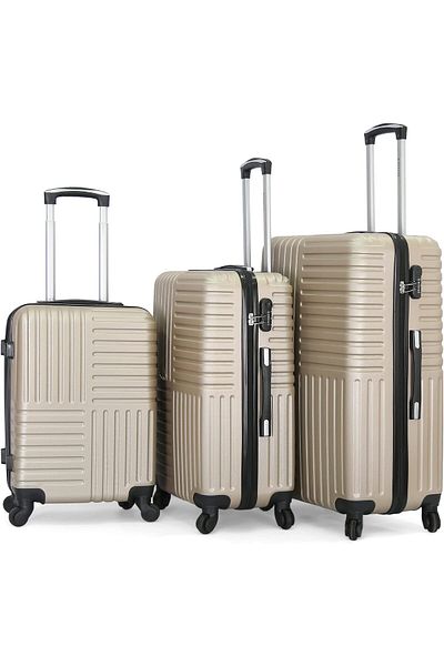 Giordano Trolley Luggage Set, 3-Piece, Champagne, Polycarbonate (PC)