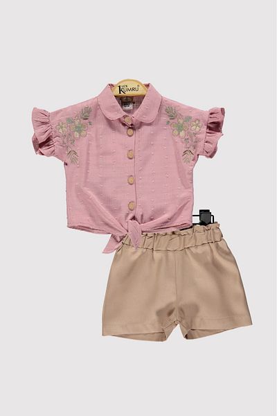 Lux Kumru Flower Embroidered Baby Girl Double Set