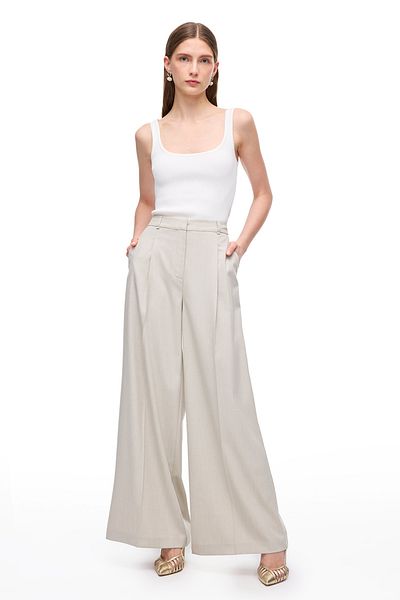 Perspective Light Buff Elzas Comfortable Fit High Waist Pants