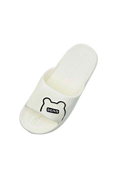 TECOS Women's beach or pool slippers, Tecos, size 38-39, teddy bear print, white, 24 centimeters