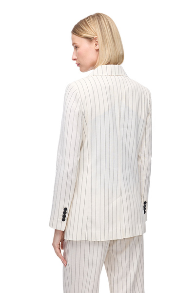 Perspective Light Beige Josts Regular Fit Striped Jacket