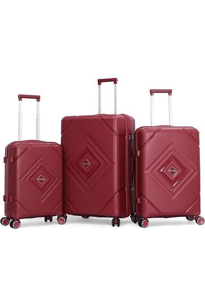 SONADA 3-Piece Luggage Set (Burgundy, Sizes L28-M24-S20), Polycarbonate (PC)