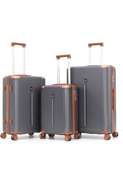 AMERICAN FLYER Suitcase with Dual Wheels and Digital Lock, Sizes: L 28-M 24-S 20, Charcoal Color, Po