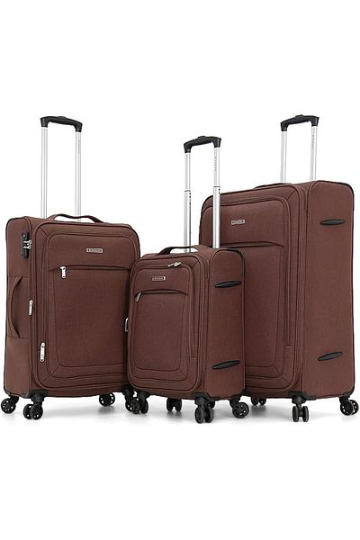 Giordano Luggage Set of 3 Pcs, Double Spinner Wheels with Digital Lock for Privacy (3 Piece Set, Cof