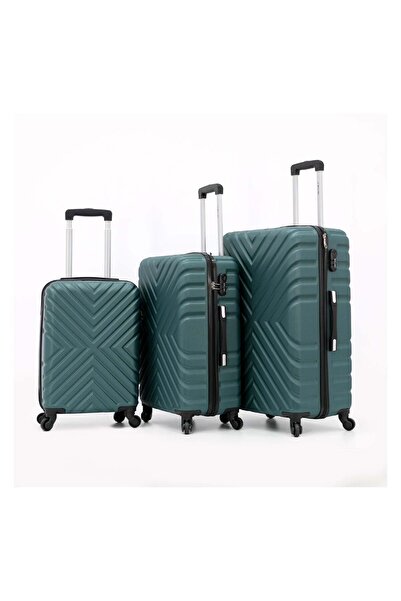 DILIXI Hardside Luggage Trolley Bag 3 Pieces Set, Green (S-20",M-24",L-28")
