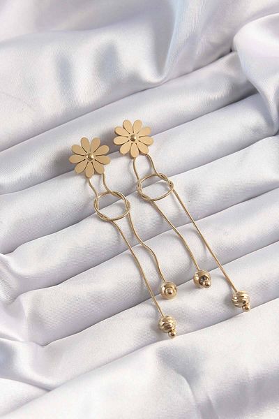 Skygo 316L Steel Gold Color Dangle Knot Model Daisy Earrings - Tj-Bkp9497