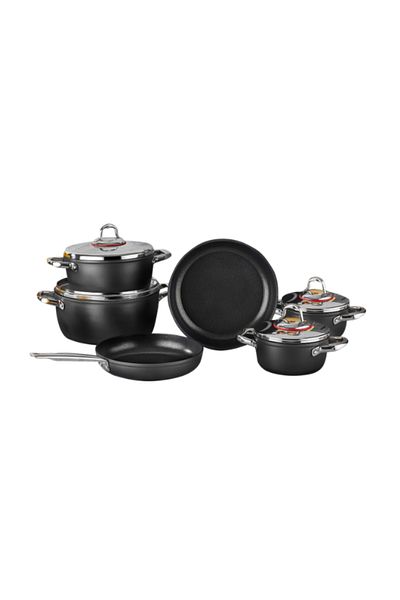 SAFLON Turkish Titanium pots set, 10 pieces, Black