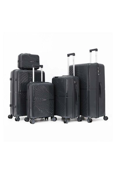 Capital Hardshell Pp Luggage Set With 8 Wheels Thick Shell Multi Layer Pp 5 Piece Set,