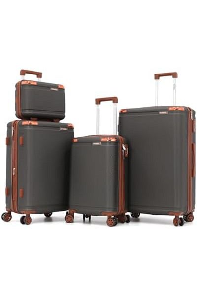Fancl Trolley Bag Set of 4 Pieces - 3 Trolleys and 1 Makeup Bag, Gray