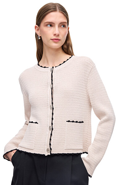 Perspective Stone Knitwear Slim Fit Crew Neck Knitwear Cardigan