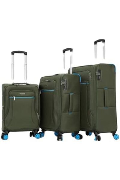 Giordano Travel Bags with Spinner Wheels, Digital Lock, Set of 3 (Green)