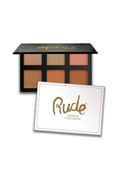 Rude Paletă de fard de obraz, iluminator și contur Fearless Face Palette, 18g