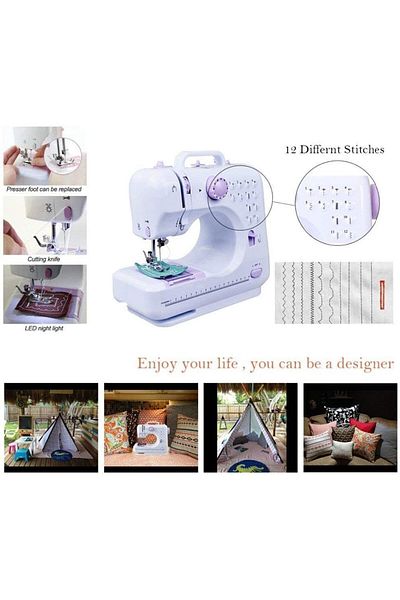 COOYA Portable Electric Sewing Machine, With Double line, double speed, Foot Pedal, For Home, White