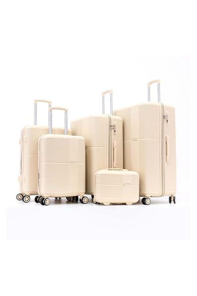 AMERICAN FLYER Hardside Luggage Trolley Bag 5 Pieces set, Beige
