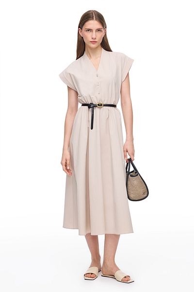 Perspective Light Beige Forever Regular Fit Above Knee Dress
