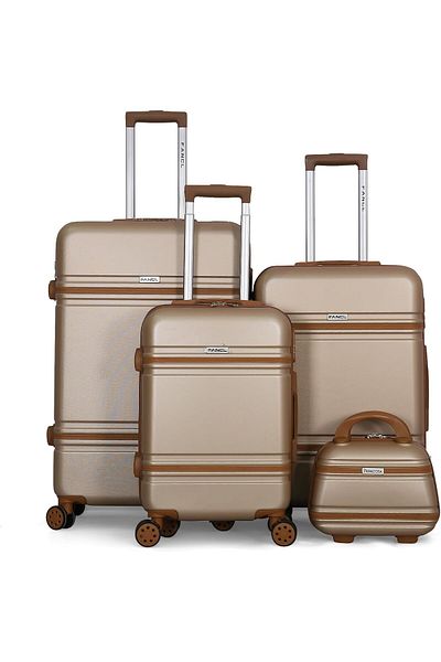 Fancl Travel Luggage Set Unisex 16493/3TR+Bc Size L 28/M 24/S 20 / Bc 12 Light Gold, Polycarbonate (