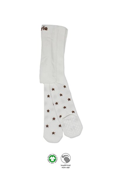 Bistyle Organik Kız Erkek Bebek Çocuk Penye Külotlu Çorap Kaymaz Stars