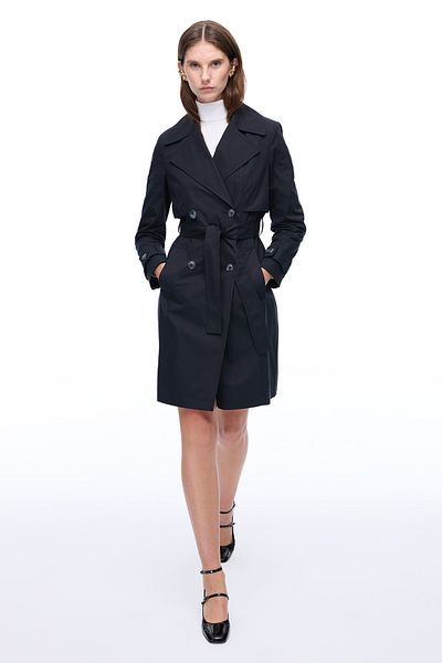 Perspective Talisman Comfortable Fit Men's Collar Black Trench Coat