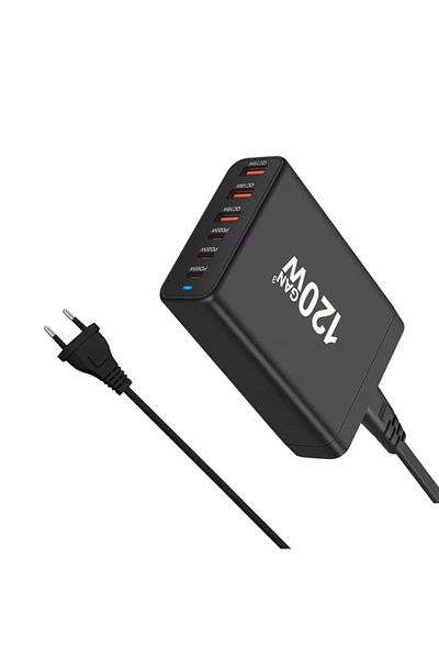 REDz Accessories G-b36 Power Station With 6 Ports, 120w, Usb Type-c, Adapter Cable For Eu Plug, Black
