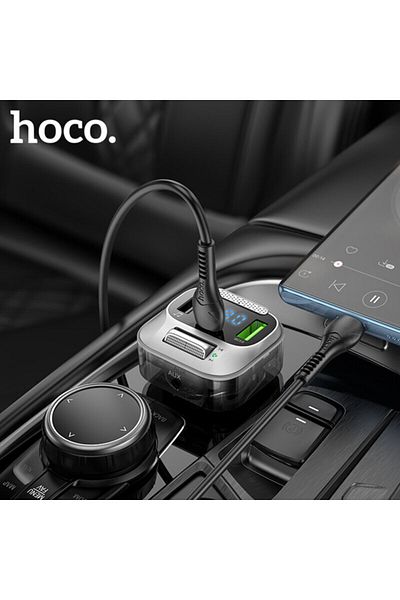 REDz Accessories Car Charger With Fm Modulator, Bluetooth, 2 X Usb And 1 X Type-c, Hoco E75, Black