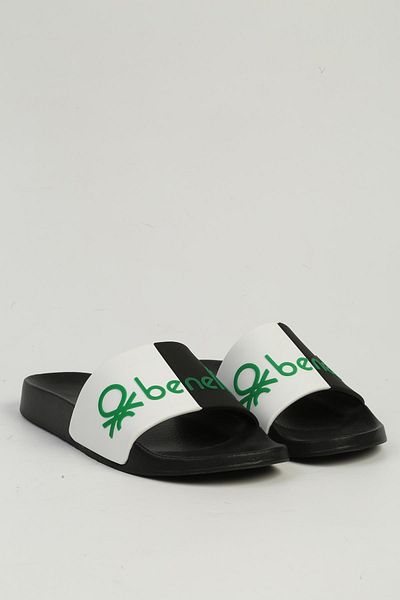 Benetton Black White Men's Slippers Bn-1427