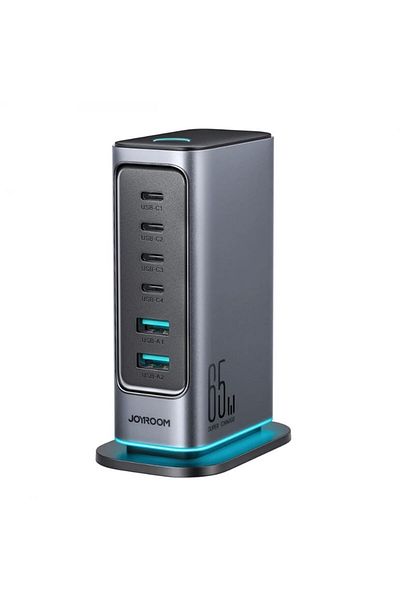 REDz Accessories Charging Station Jr-tcm02 Joyroom, 6 Ports, 65w, Adapter Eu 1.5m Cable For Socket, Black