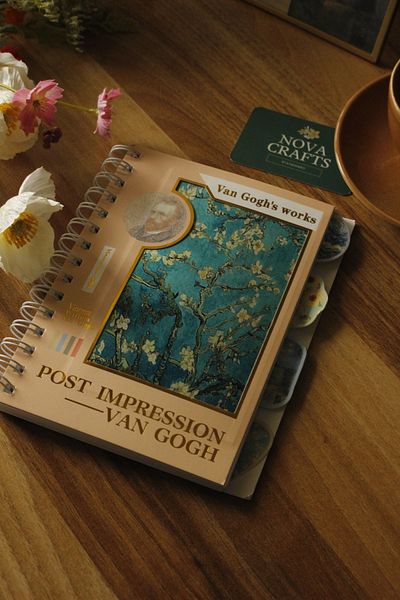 Nova Crafts Salmon Color Almond Tree Spiral / Wire Note School Notebook with Hologram Bookmark