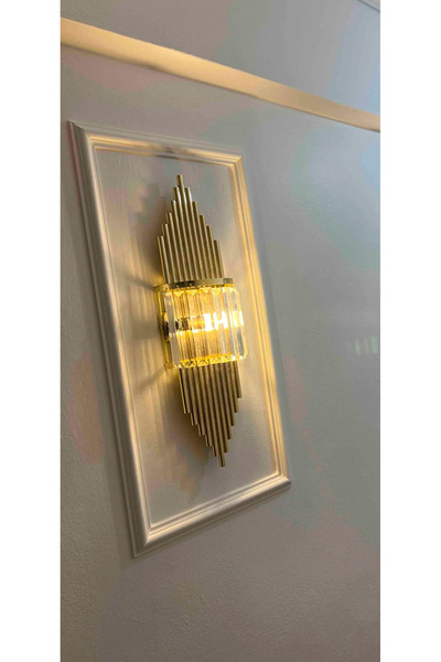Genel Markalar Gold Rengi Kristal Aplik Duvar Lambası Salon Koridor Otel Restoran Dekoratif Aplik