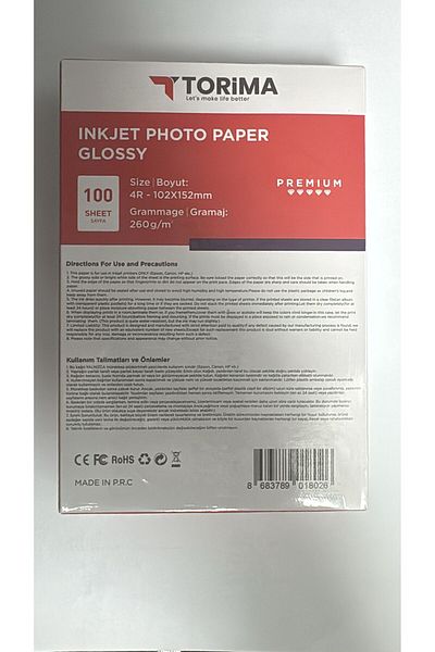 AS TİCARET 260 GR 10X15 Glossy 100 Pieces Inject Paper