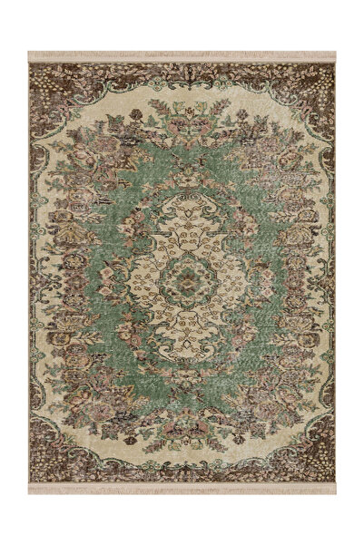 Rugs Modern Halı Memlük Koleksiyonu Yeşil Kahve Ton Etnik Desenli Dokuma Taba...