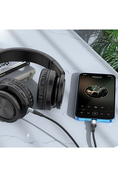 REDz Accessories Cablu auxiliar Hoco UPA22, de la Lightning la mufă jack de 3,5 mm, lungime 1 m, silicon, negru