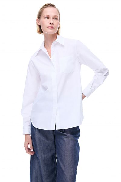 Perspective Amelias Regular Fit Standard Size Low Sleeve Shirt Collar White Shirt