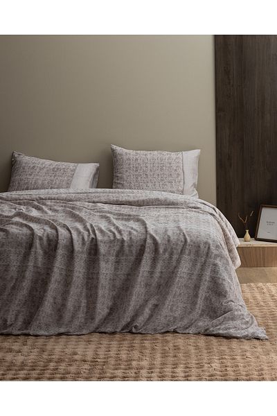 Madame Coco Petrus Single 100% Cotton Madame Coco Crep Printed Duvet Cover Set - Beige
