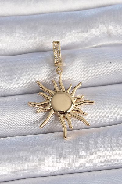 Skygo Brass Gold Color Zircon Stone Detailed Sun Model Ajda Charm - Tj-Bc1008