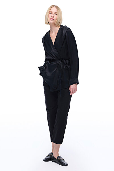 Perspective Safira Rahat Kalıp Takma Kol Siyah Renk Kimono