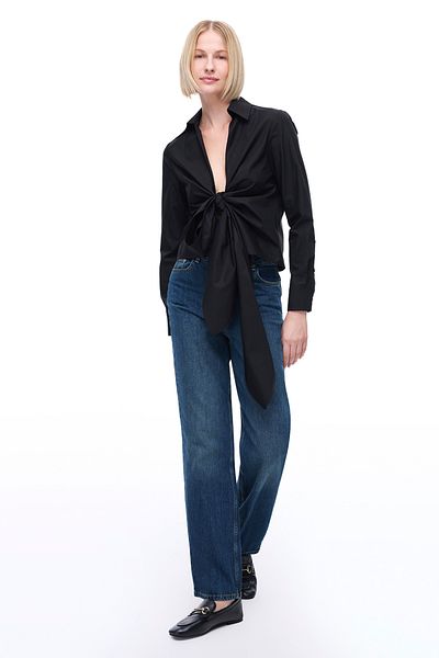 Perspective Depth Comfortable Fit False Sleeve Shirt Collar Black Color Women's Shirt