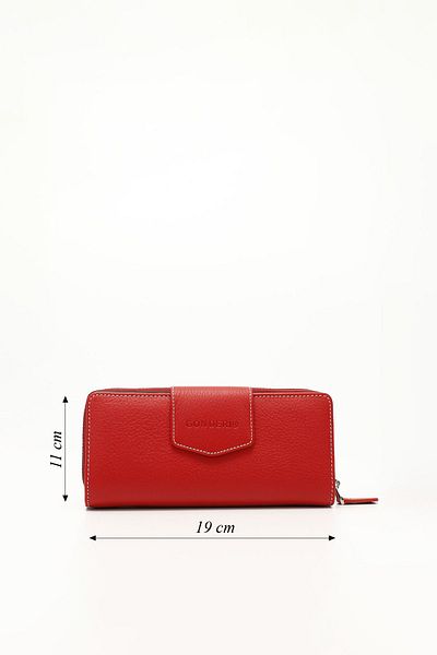 GÖNDERİ(R) Women/Girls Red to Anthracite Genuine Leather Wallet