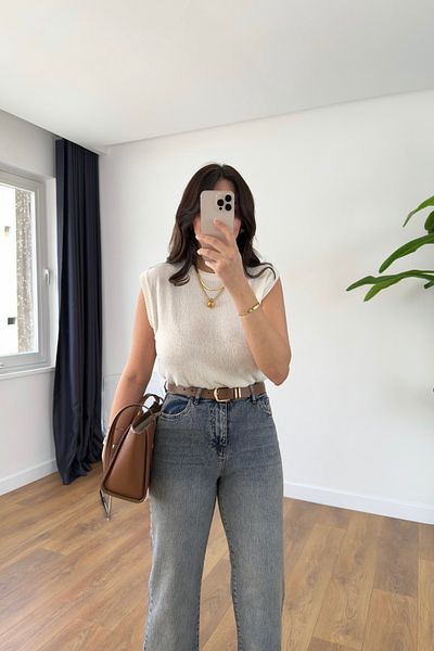 BİRCANÇİL Zr Sante Ecru Zero Sleeve Knitwear