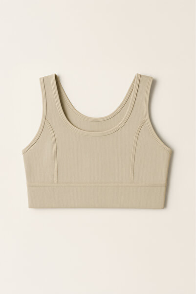 HNX Thick Strap Recovery Ripped Sports Bustier |   Sand