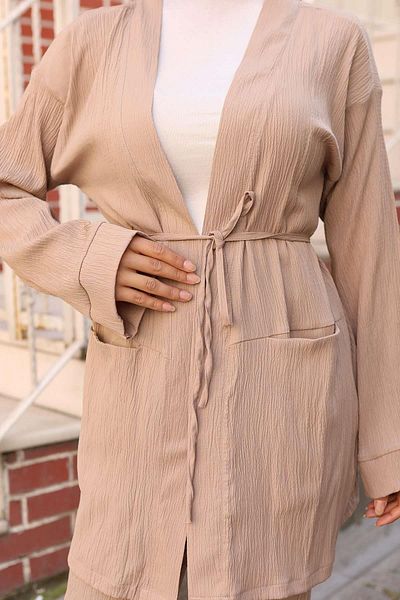 MİSSKAYLE Pocket Detailed Kimono Set Mink