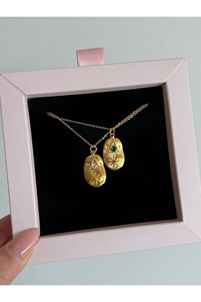 h&b design jewel Çelik Vintage Plaka Kolye