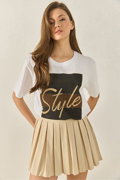 Bianco Lucci Γυναικείο T-Shirt με γραφικό σχέδιο και χαλαρή εφαρμογή από βαμβάκι 1610 60283282
