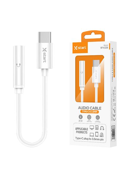 REDz Accessories Audio Jack to Type-C adapter, X-Start YPX028, Length 10cm, Silicone, White
