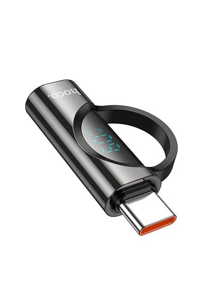 REDz Accessories Hoco Adapter From Type C To Iphone Lightning, Otg Function, Digital Display, Black