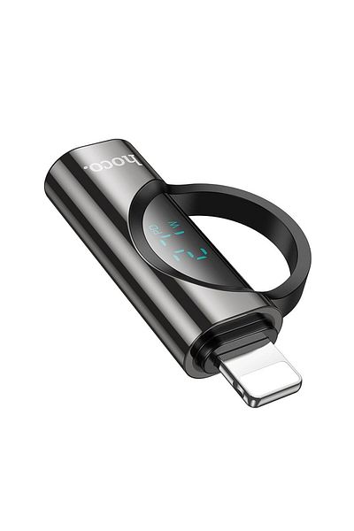 REDz Accessories Adaptor Hoco de la mufă Lightning pentru iPhone la mufă Type C, afișaj digital, 2.4A, 27W, negru