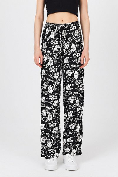 Rays Black Elastic Waist Patterned Trousers 4725A