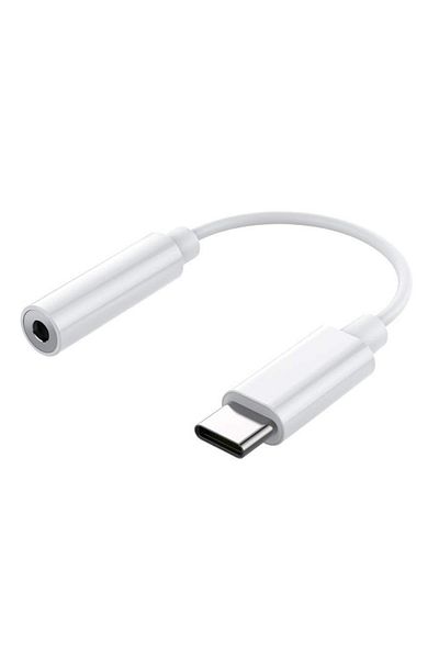 REDz Accessories Headphone Adapter, iPhone/Samsung/Huawei, 3.5mm Jack - Type-C, White