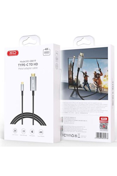 REDz Accessories Καλώδιο ήχου/βίντεο, XO-GB019, Type-C σε HDMI, Full HD 4K, 1,8 μέτρα, Σιλικόνη, Μαύρο