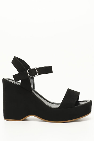 GÖNDERİ(R) Schwarze Nubuk-Sandalen für Damen/Mädchen mit Keilsohle