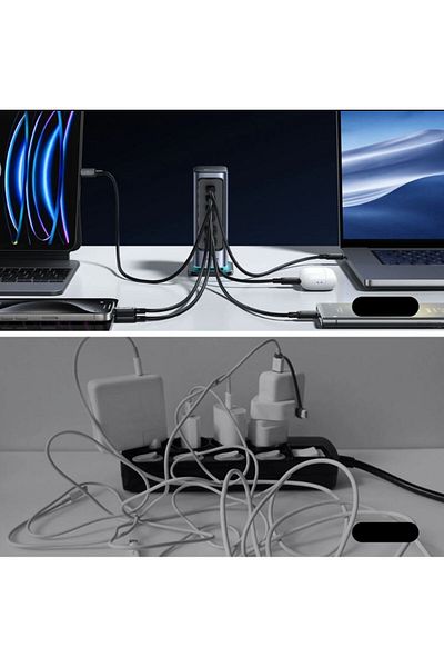 REDz Accessories Charging Station Jr-tcm02 Joyroom, 6 Ports, 65w, Adapter Eu 1.5m Cable For Socket, Black